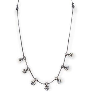 Yoni Z Silver Tone Cubic Zirconia Flower Shaker 21.5” Adjustable Necklace USA